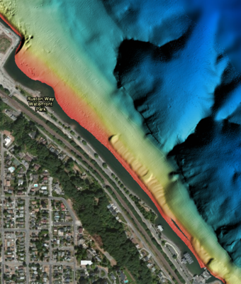 screen cap of NOAA bathymetry viewer