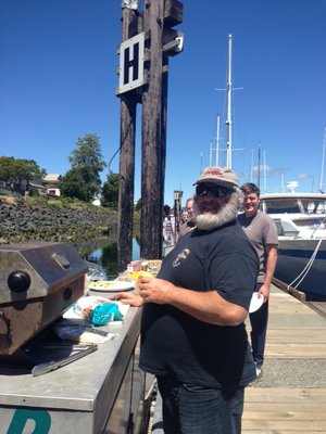 Captain Earl BBQed us some yummy burgers